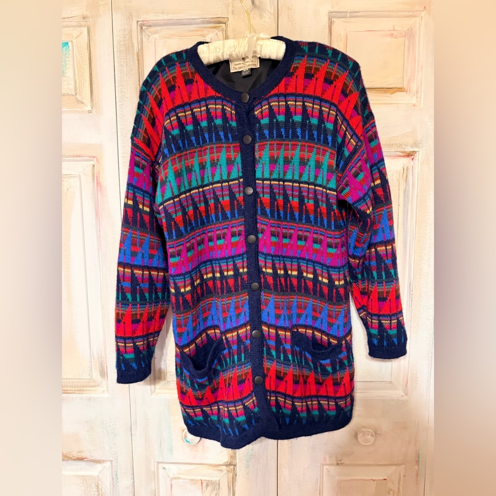 Amazing Alpaca Collection vintage Colorful Geometric Pattern Sweater